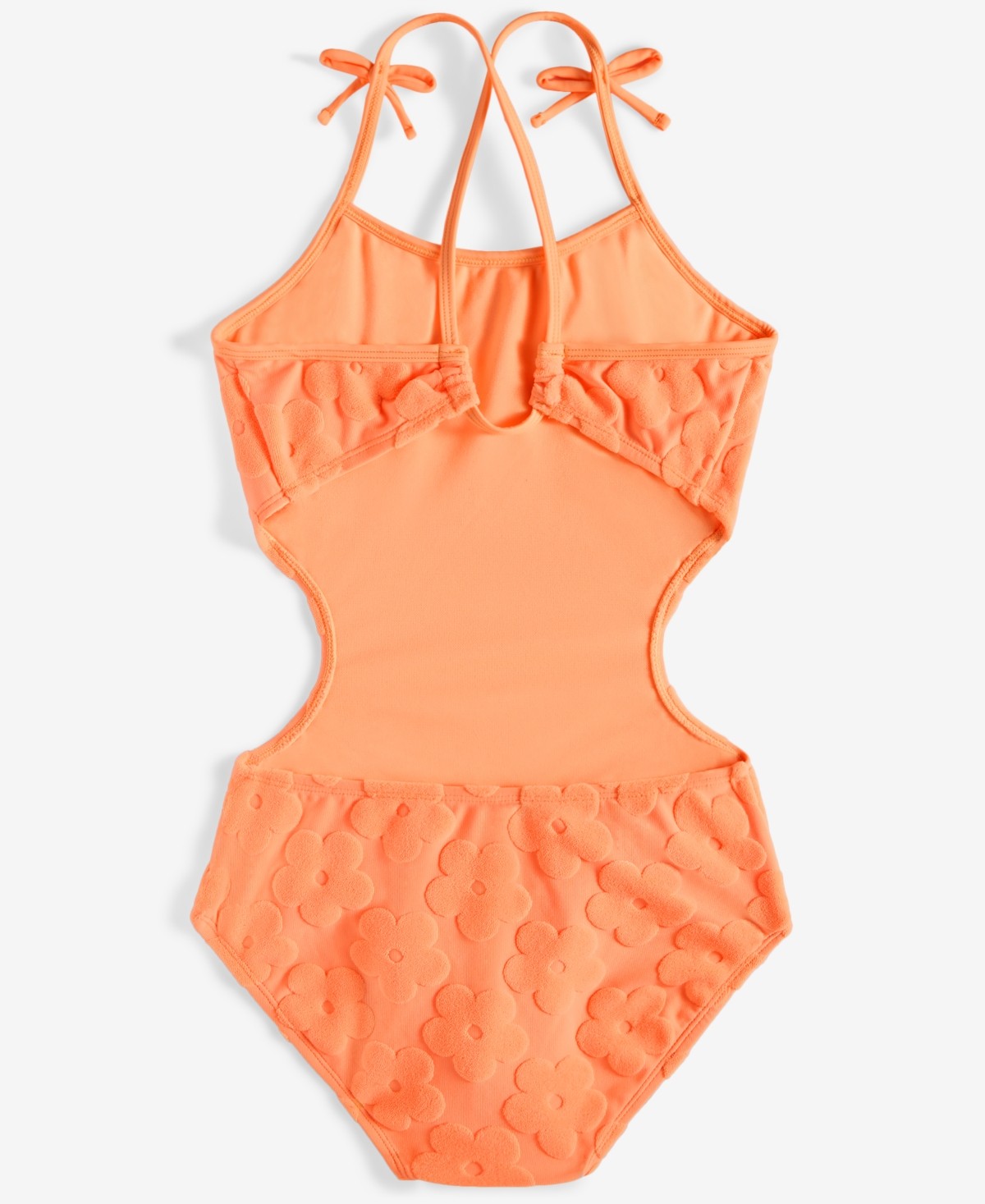 Breaking Waves Terry Texture One-Piece Swimsuit Size 14 Orange girl