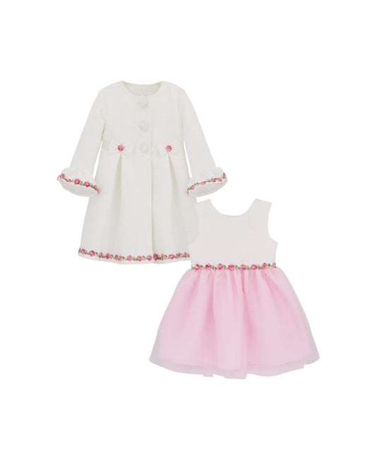 Blueberi Boulevard Baby Girls Dress and Coat Set,  Size 3-6 Months