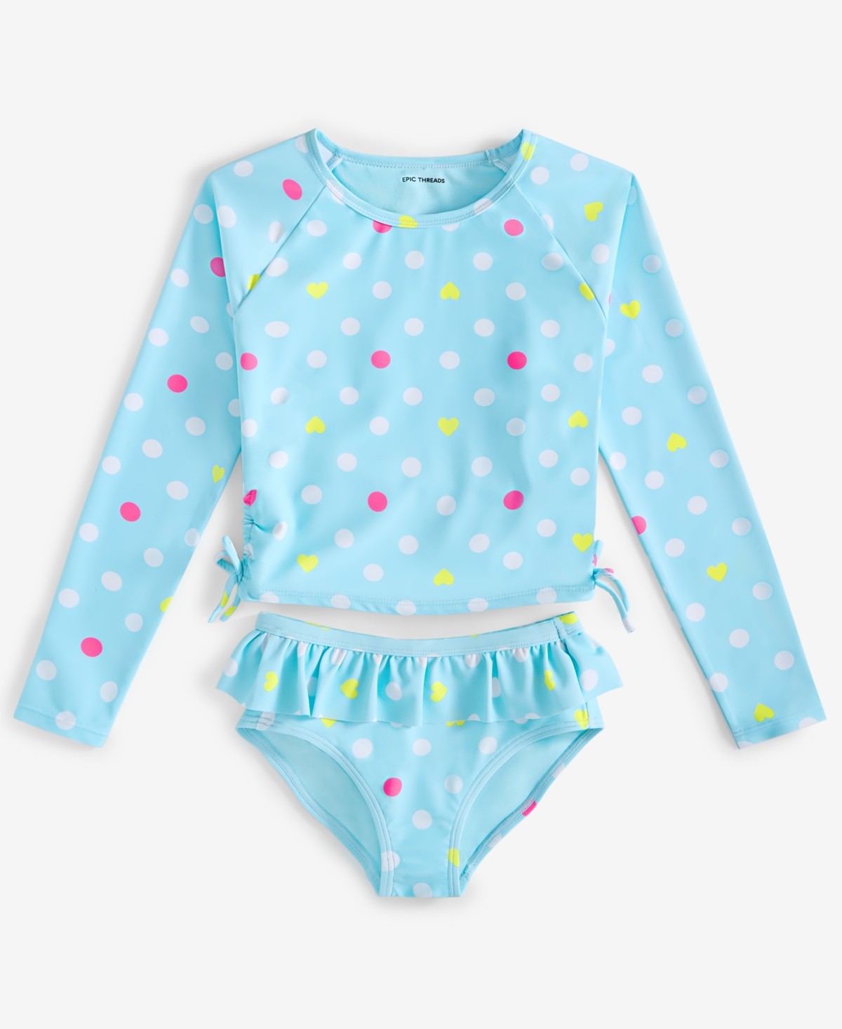 Epic Threads Girls Rash Guard Set 2T Crystal Blue