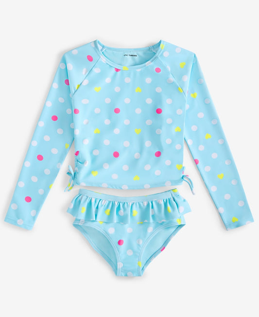 Epic Threads Girls Rash Guard Set 2T Crystal Blue