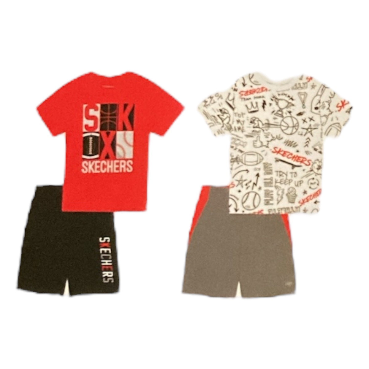 Skechers Boys' 4-Pack Cotton Tees & Shorts Set, Size 2T