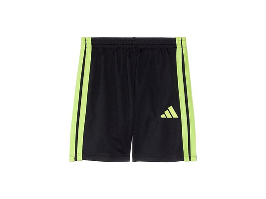 Adidas boys 3-Stripe Shorts, Black/Green, Size 4
