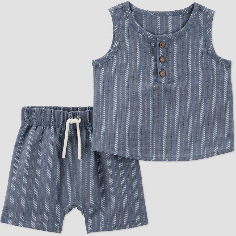 Carter's Just One You® Baby Boys' Striped Tank & Shorts Set - Blue 18M