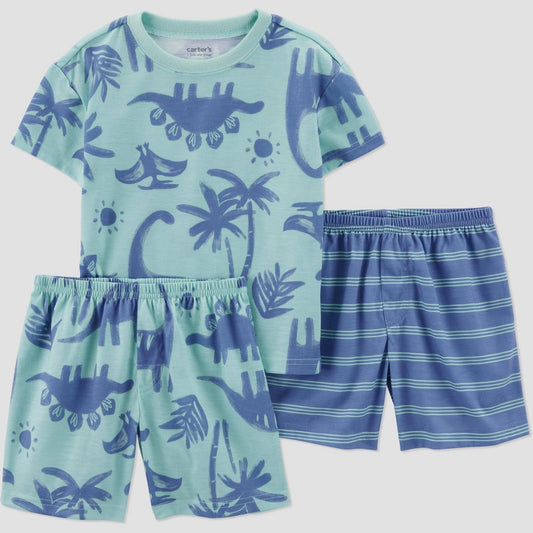 Carter's Toddler Boys' 3pc Dinos Striped Pajamas - Blue 18 months