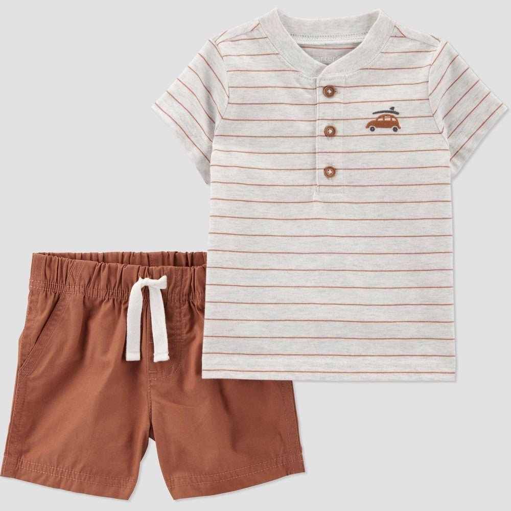 Carter's Baby Boys' Top & Bottom Set - Brown 12M: