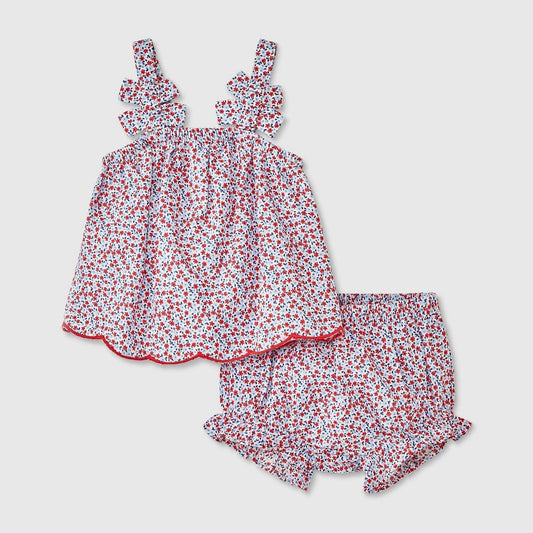 Baby Girls' Floral Bow Top & Bottom Set - Cat & Jack™ Blue/Red 6-9M
