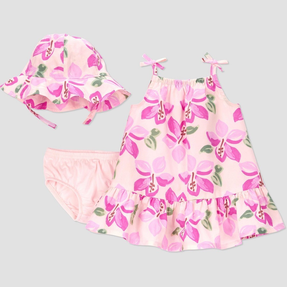 Carter's Tropical Floral Dress with Hat 18M - Cotton Poplin