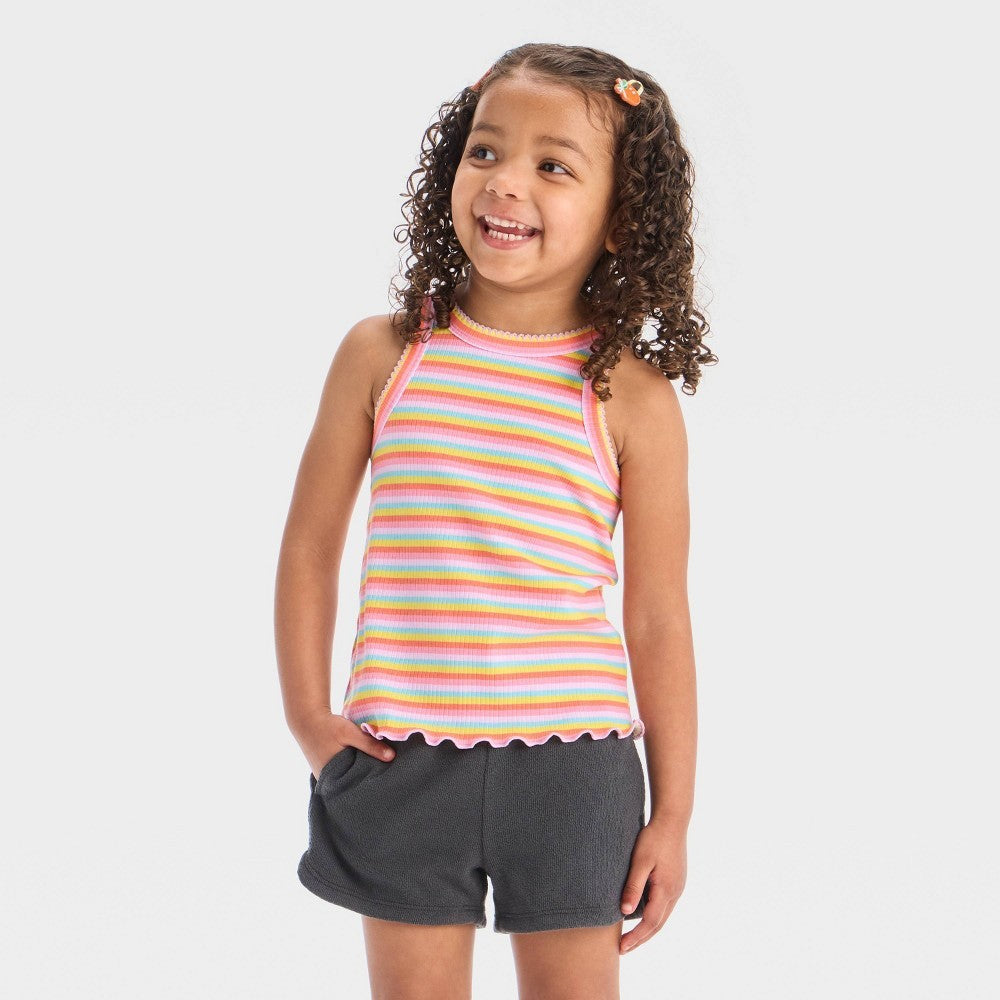 Cat & Jack Toddler Girls' Striped Ribbed T-Shirt 18M