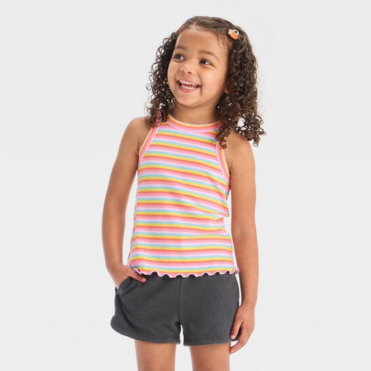 Cat & Jack Toddler Girls' Striped Ribbed T-Shirt 18M