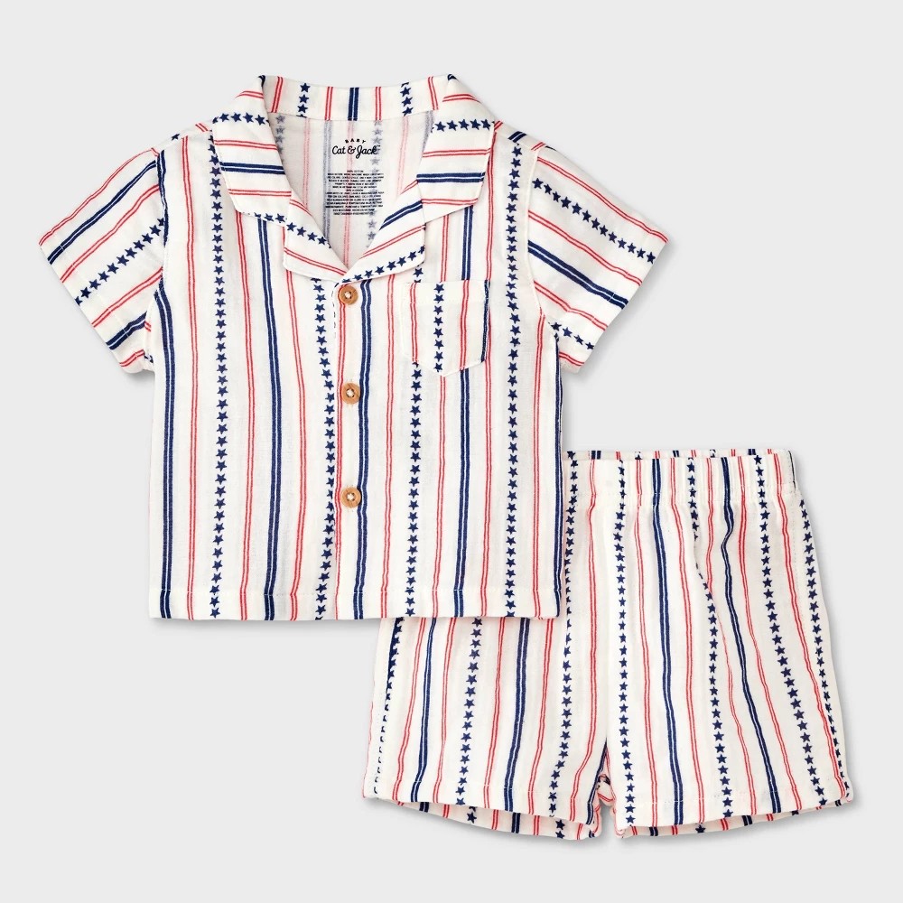 Baby Boys' Star Striped Top & Shorts Set - Cat & Jack™ Red/White 3-6M