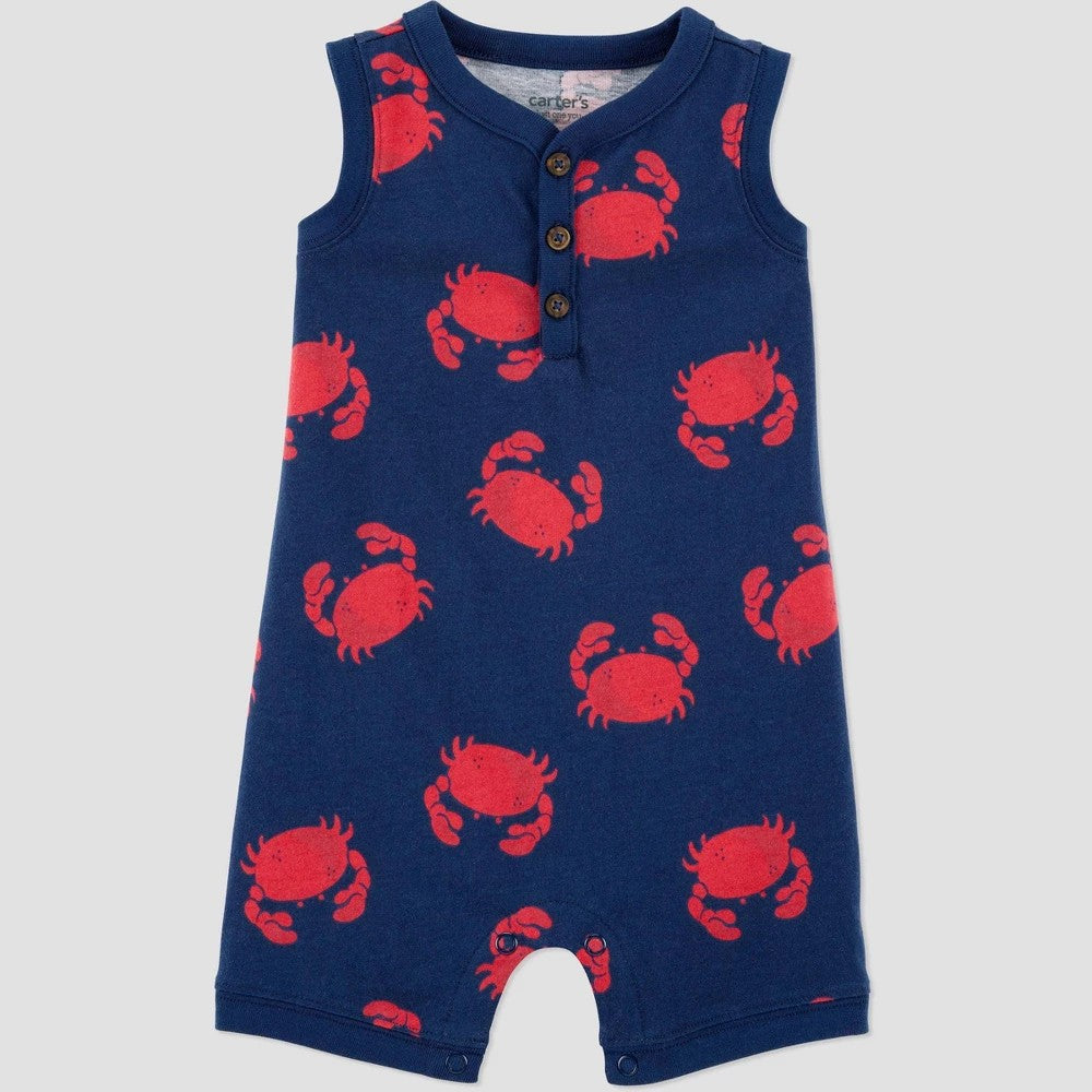 Carter's Baby Boys' Crab Romper - Navy Blue/Red 9M