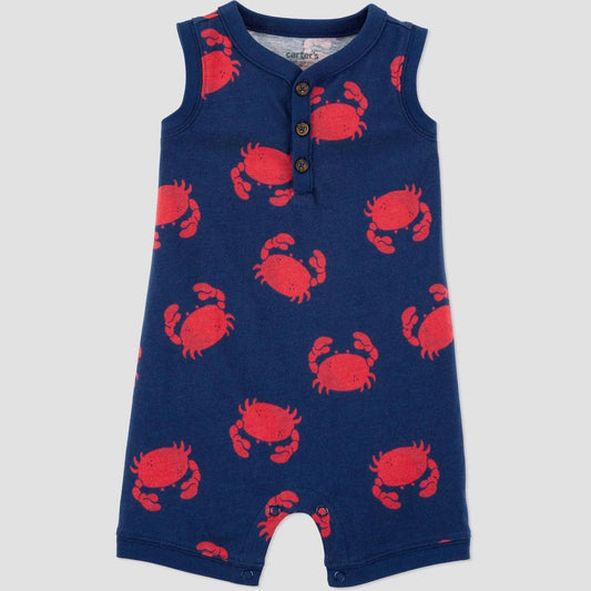 Carter's Baby Boys' Crab Romper - Navy Blue/Red 9M