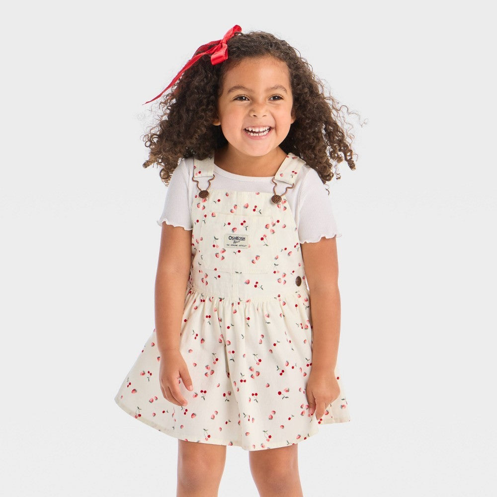 OshKosh B'gosh Toddler Girls' Fruit Printed Shortalls 5T White