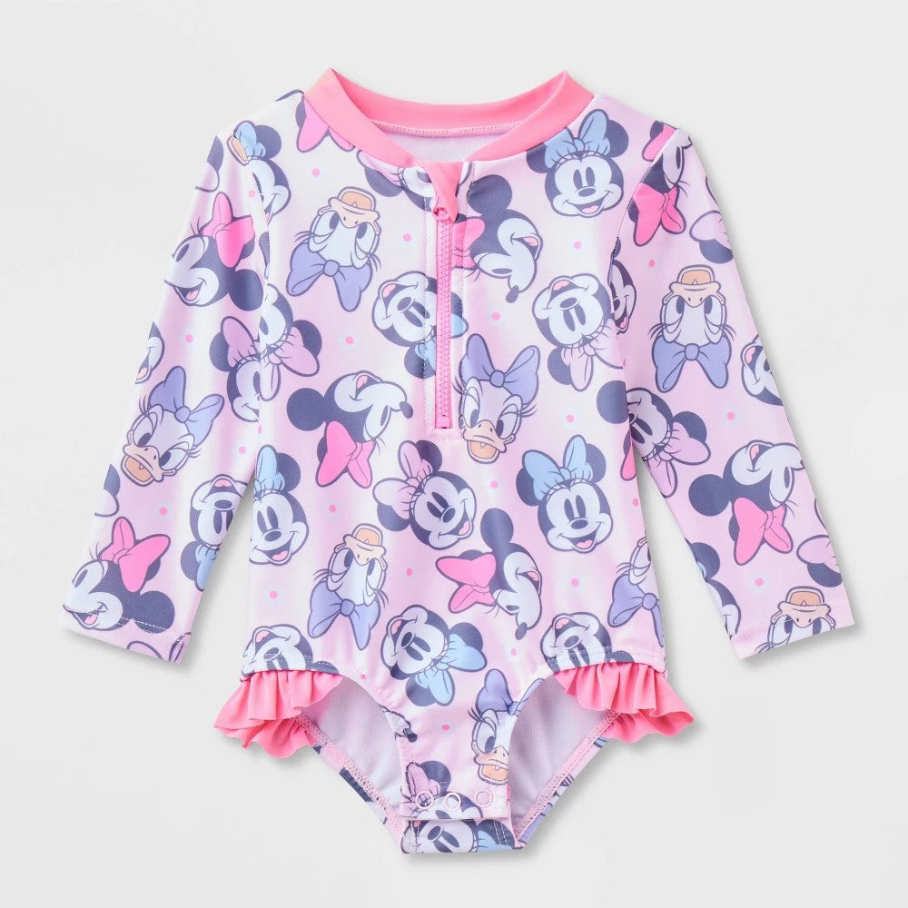 Minnie Mouse Long Sleeve Rash Guard Pink 3M girl
