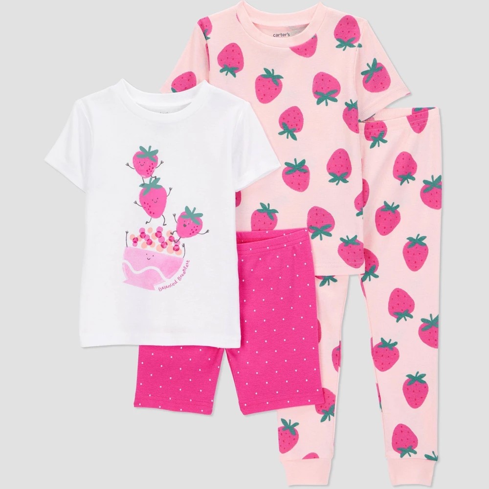 Carter's Toddler Girls' 4pc Snug Cotton Pajamas - 3T