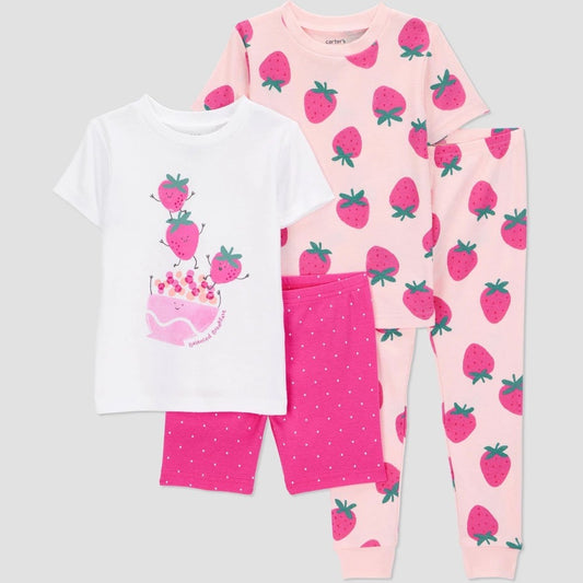 Carter's Toddler Girls' 4pc Snug Cotton Pajamas - 3T