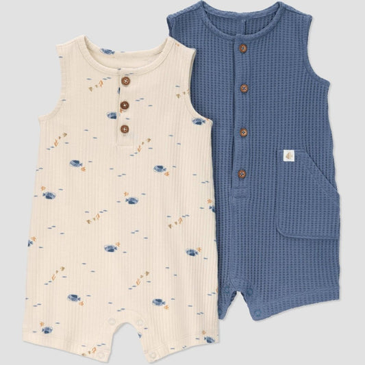 Carter's Just One You® Baby Boys' Creme Sea Creature 2pk Romper - Blue 24M