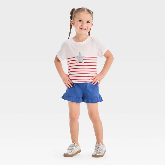 Toddler Girls' Americana Striped Shirt & Shorts Set - Cat & Jack™ 2T