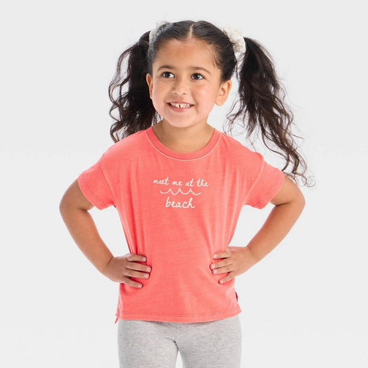 Cat & Jack Toddler Girls' Coral Orange T-Shirt 18M