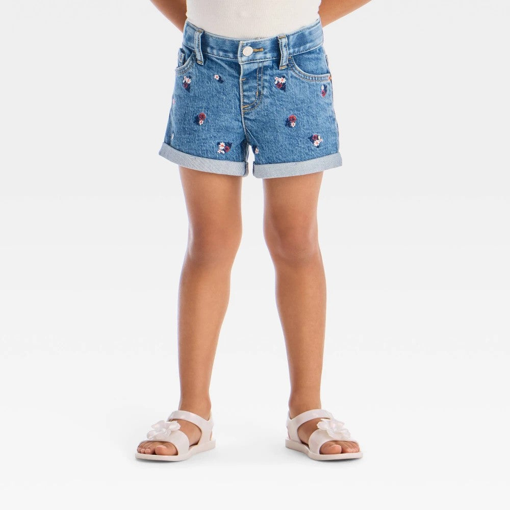 Cat & Jack Girls' Floral Denim Shorts 18M