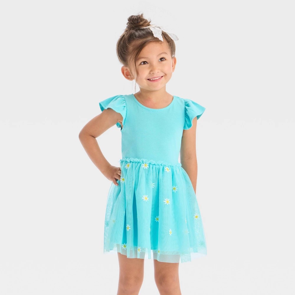 Cat & Jack™ Toddler Girls' Daisy Tank Tulle Dress Turquoise Blue