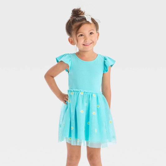 Cat & Jack™ Toddler Girls' Daisy Tank Tulle Dress Turquoise Blue