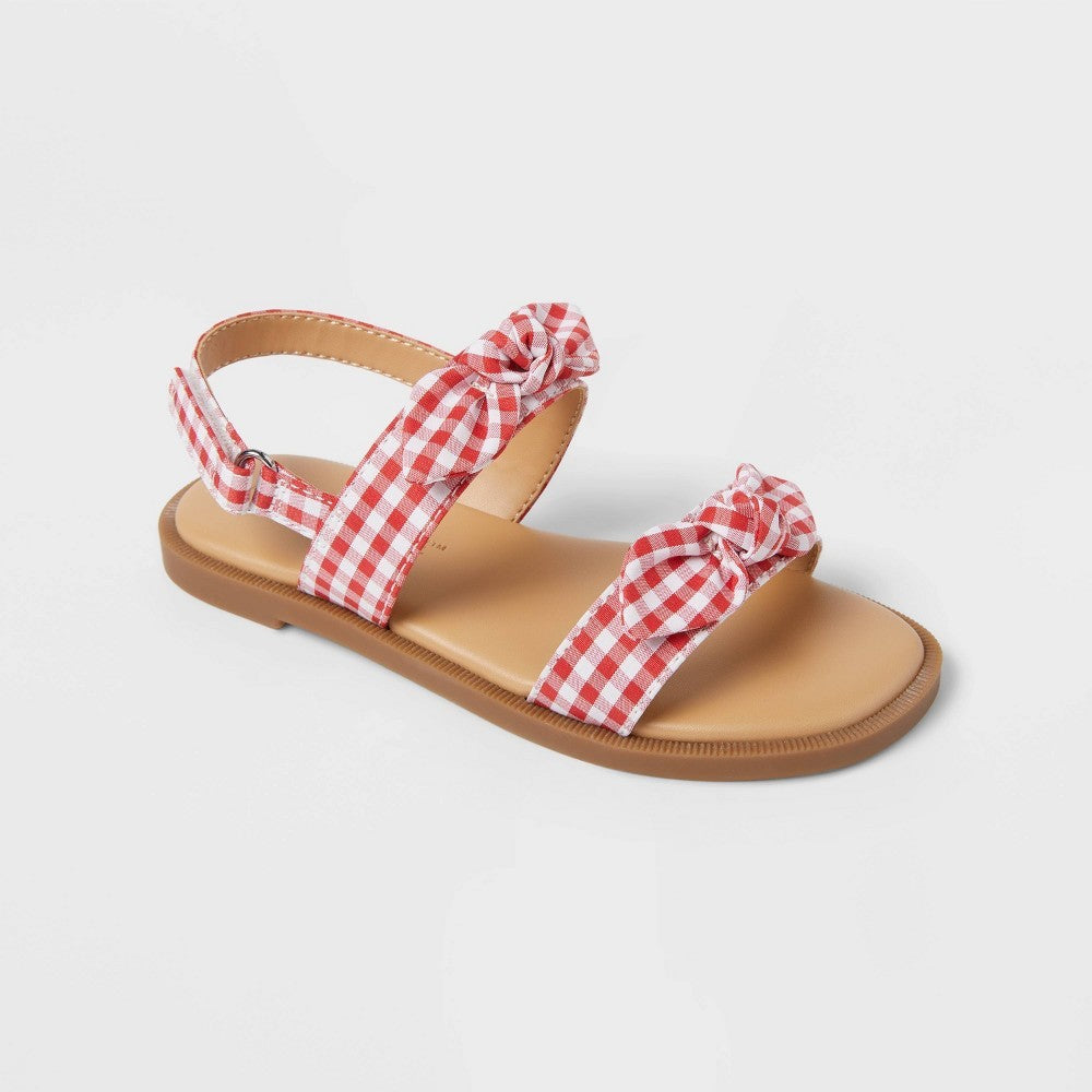 Cat & Jack Toddler Lillie Gingham Sandals Red Size 10T girl