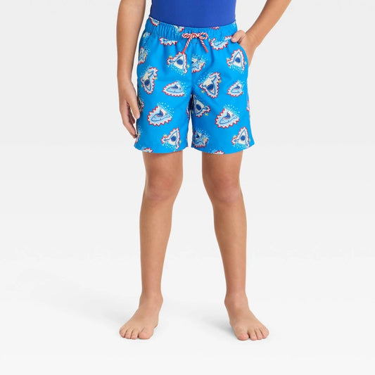 Cat & Jack Boys' Shark Swim Trunks Blue 
M