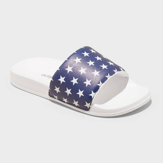 Cat & Jack girl Devon Slides- Blue-Red Open 
Toe 6 XL