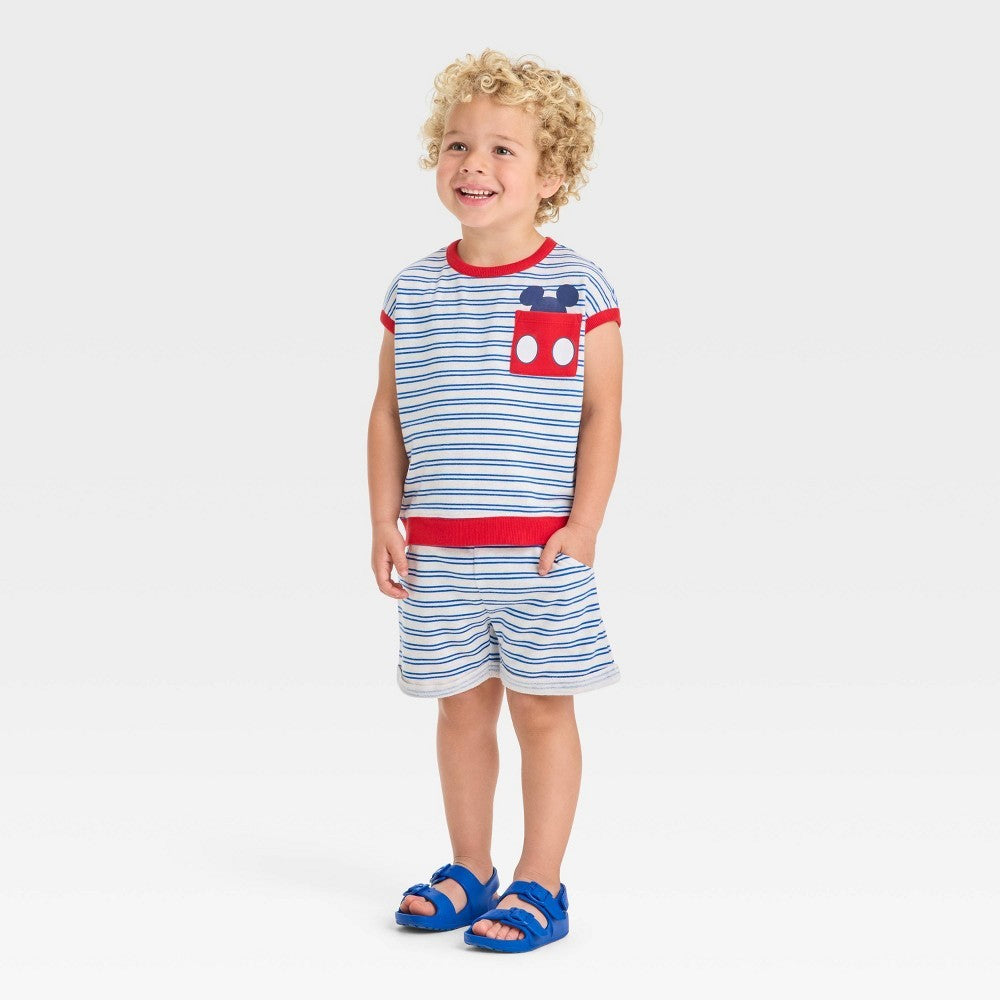 Toddler Boys' 2pc Disney Mickey Mouse Tank and Shorts Set - Red/Blue 3T