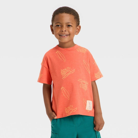 Cat & Jack Toddler Boys' Surf Twill T-Shirt Orange 18M