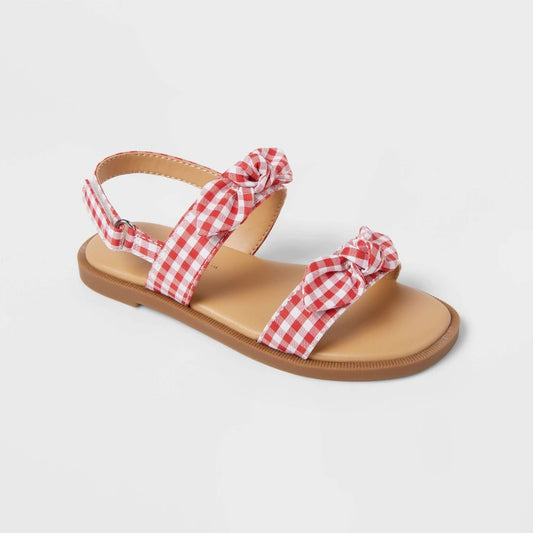 Cat & Jack Toddler Lillie Gingham Sandals Red Size 12T girl