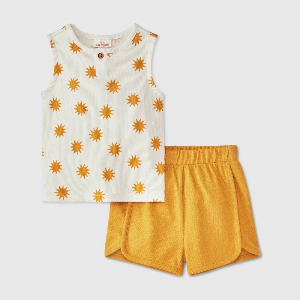Cat & Jack Baby Boys' Henley Set Yellow, 
Size 3-6M