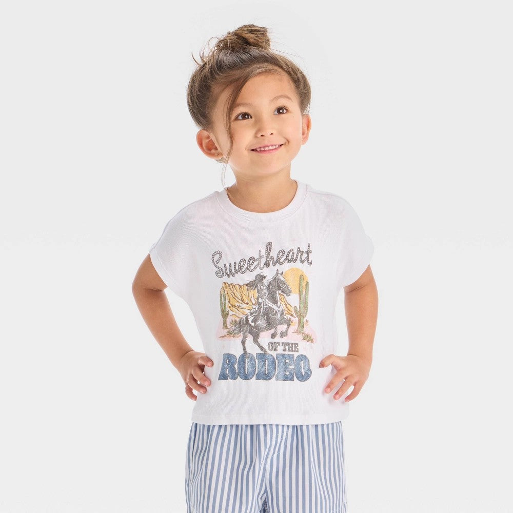 Grayson Mini  Girls' Sweet Heart Rodeo Top 3T White