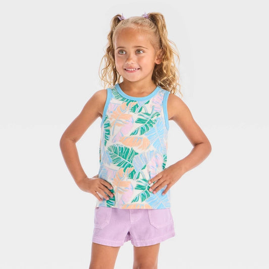 Cat & Jack Toddler Girls' Palm Tank Top Cream 18M