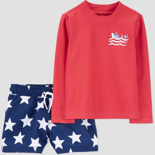 Carter's Baby Boys' 12M Shark Rash Guard Set UPF 50+