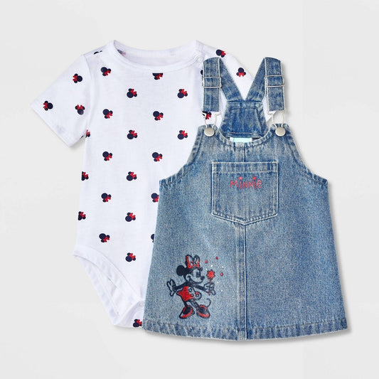 Disney Minnie Mouse 2pc Bodysuit and Denim Set 0-3M