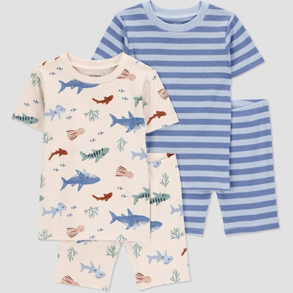 Carter's Boys' 4pc Shark Pajamas - Blue/Gray 2T