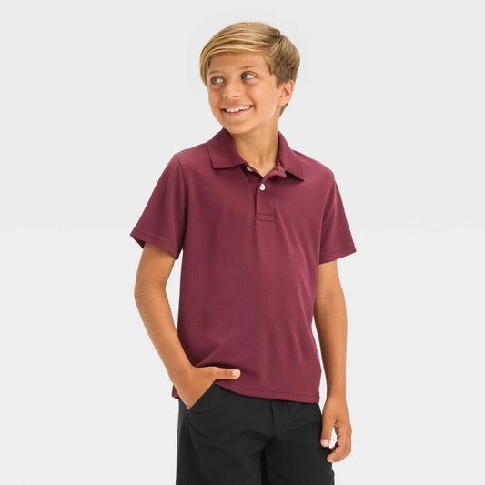 Cat & Jack Boys' Burgundy Performance Polo Shirt - L