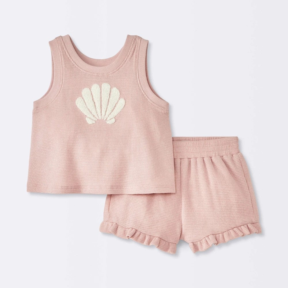 Cloud Island Baby Girls' Chenille Tank Top & Shorts Set 0-3M Pink