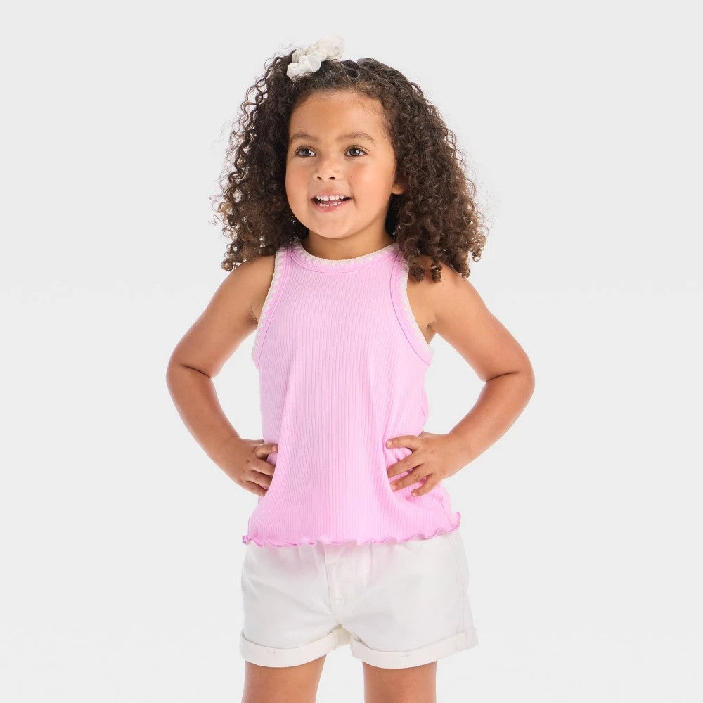 Cat & Jack Girls' Ribbed T-Shirt Purple 12M
