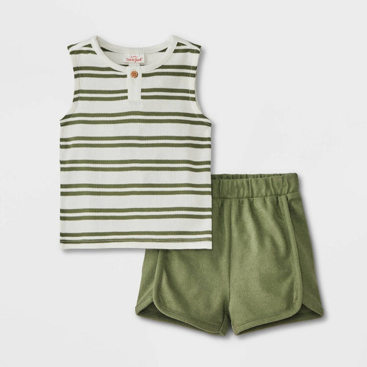 Baby Boys' Henley Top & Bottom Set - Cat & Jack™ Green 18M