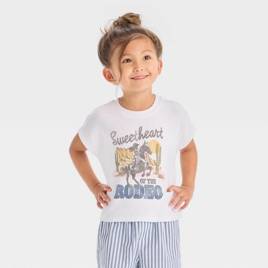 Grayson Mini Toddler girl Sweet Heart Rodeo Top White 18M
