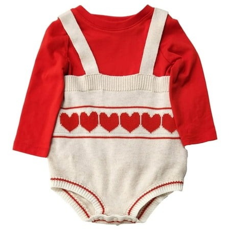 Cat&Jack Infant Boys Red Tee & Heart Romper Set 6-9M