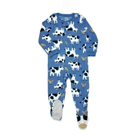Carter's Toddler Boy Blue Fleece Cow Print Sleeper 4T