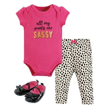 Hudson Baby Girl Cotton Set, Sassy Pants, 0-3 Months