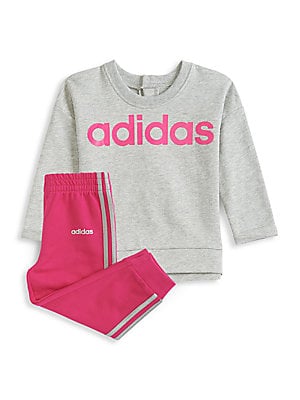 Adidas Baby Girls Pullover & Jogger Set, Gray, 12 Months