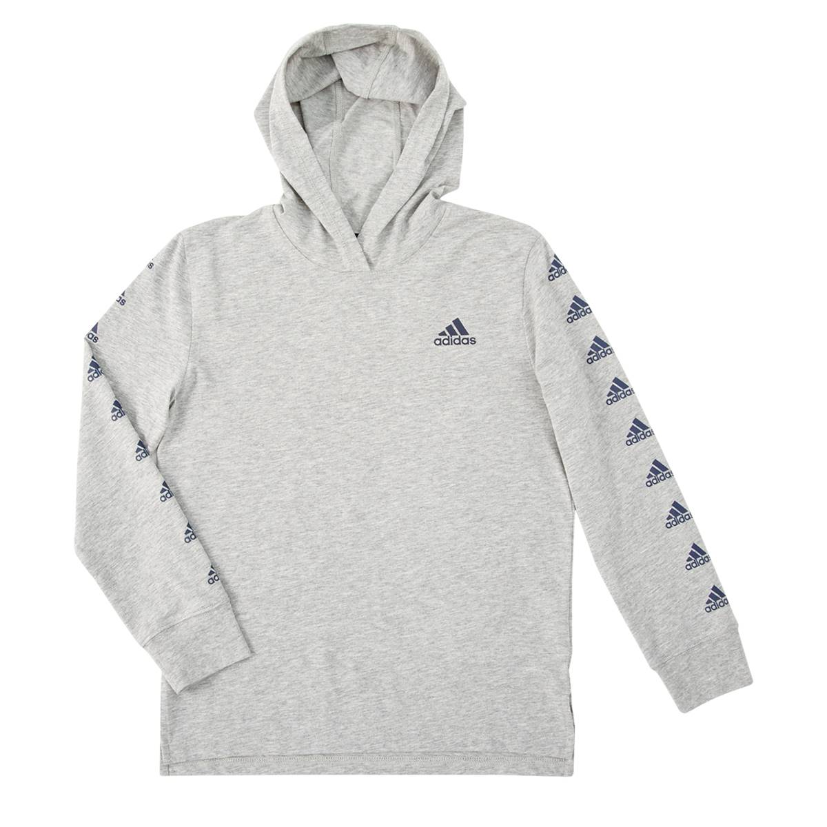 Adidas Boys' Gray Heather Logo Hoodie XL(18/20) - Boys