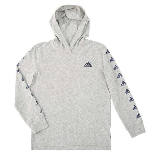 Adidas Boys' Gray Heather Logo Hoodie XL(18/20) - Boys