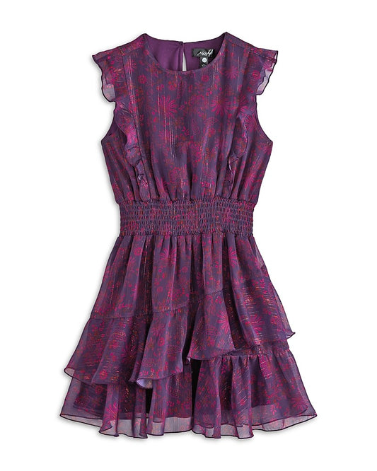 Aqua Paisley Flutter Chiffon Dress, Size L Exclusive girl